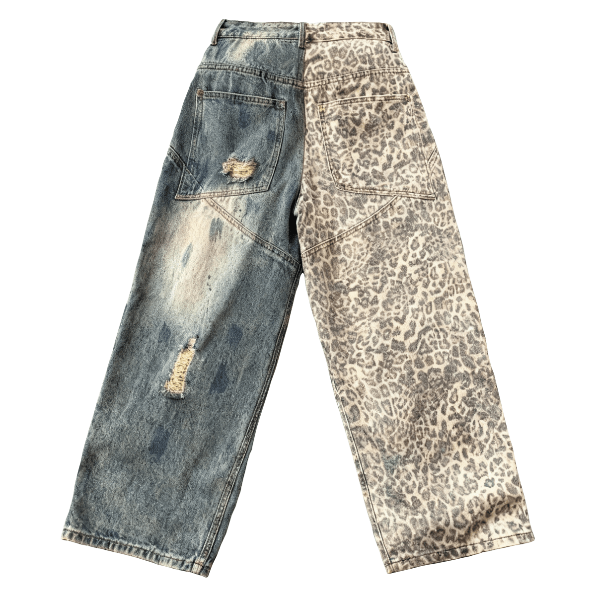 Distressed Leopard Ripped Jeans