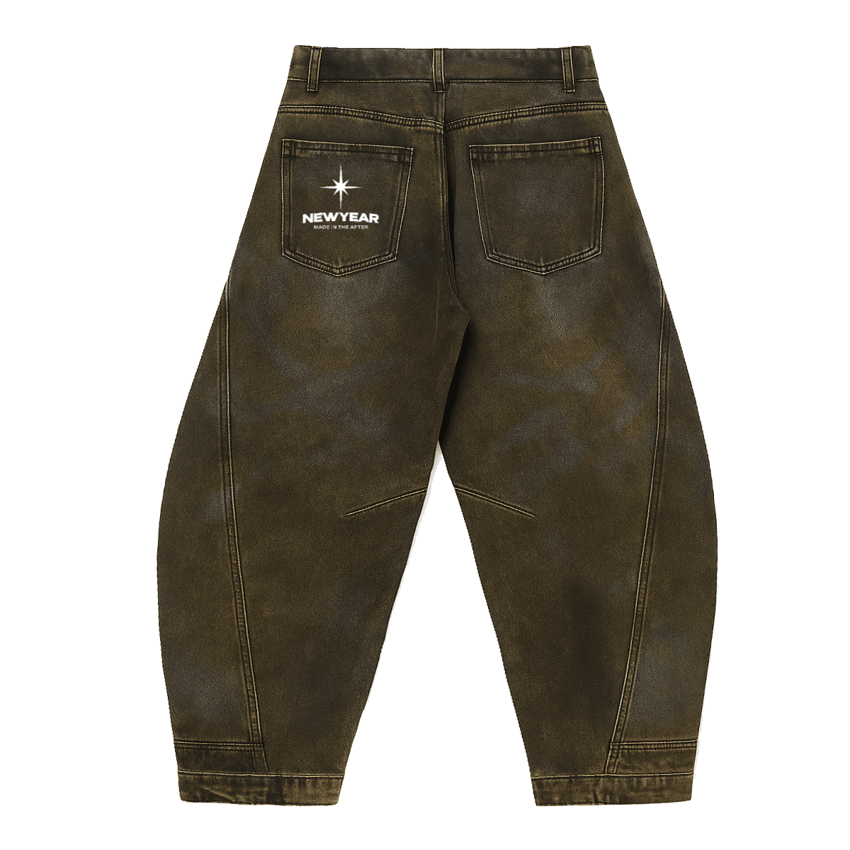 Washed Curved Denim Jeans